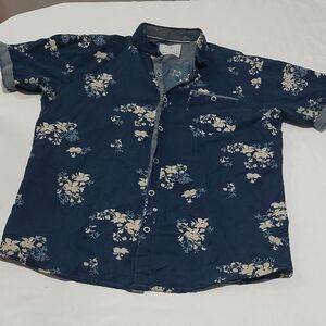 Craft + Flow Floral Navy Blue Men's Shirt.Size M